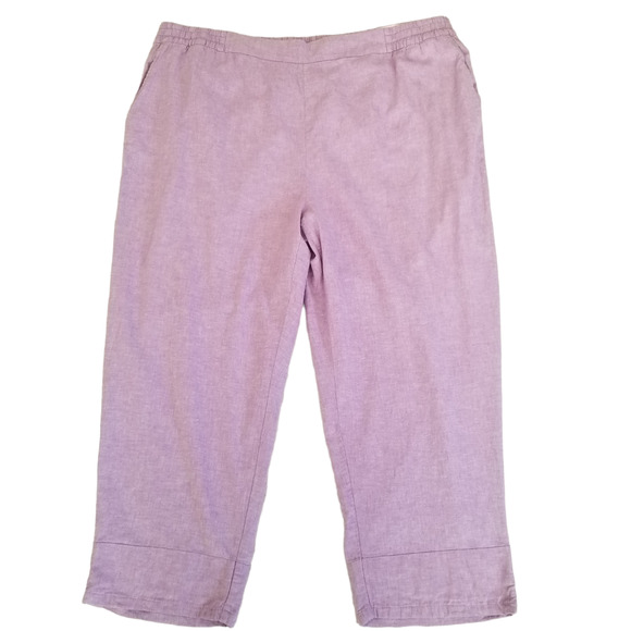 Lane Bryant Slim Ankle Linen Blend Pants Womens Size 26 Lilac Purple Pockets New - Picture 1 of 10